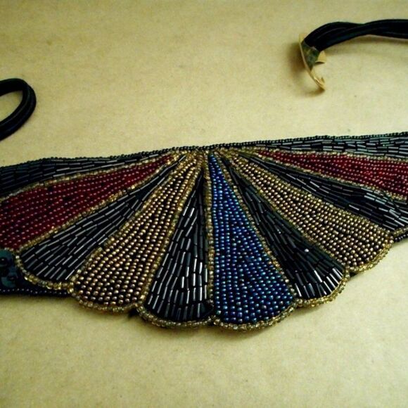 EUC VINTAGE BBW Beaded Multi-Color Stretch Belt - Picture 1 of 9